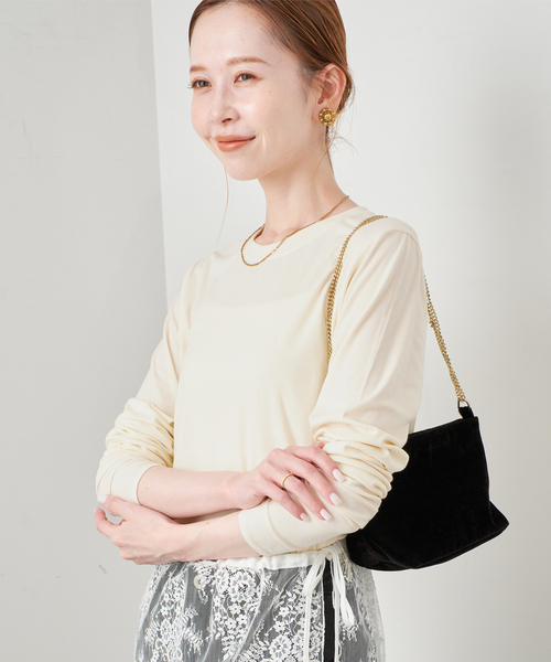 SLOBE IENA（スローブイエナ）の「グッドフィールフライスクルーTEE（Tシャツ/カットソー・レディース・ライトグレー/アイボリー/ピンク/サックスブルー・FREE）」の16枚目の写真