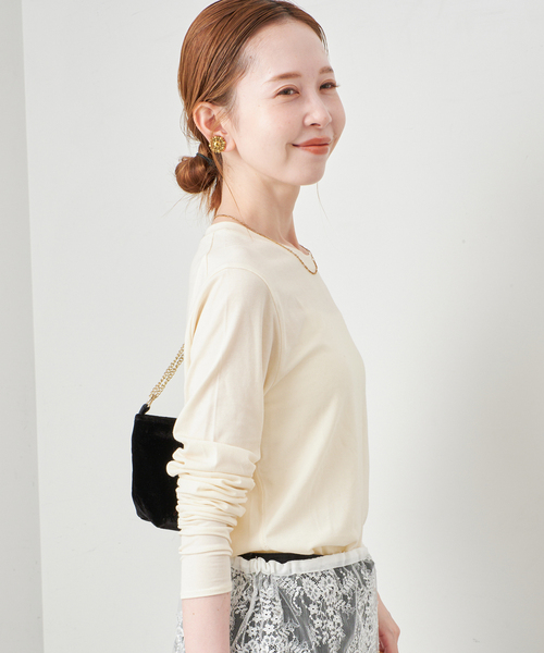 SLOBE IENA（スローブイエナ）の「グッドフィールフライスクルーTEE（Tシャツ/カットソー・レディース・ライトグレー/アイボリー/ピンク/サックスブルー・FREE）」の17枚目の写真