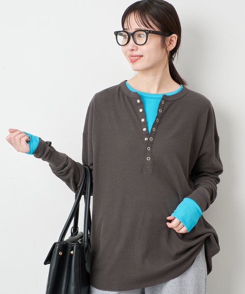 SLOBE IENA（スローブイエナ）の「グッドフィールフライスクルーTEE（Tシャツ/カットソー・レディース・ライトグレー/アイボリー/ピンク/サックスブルー・FREE）」の22枚目の写真