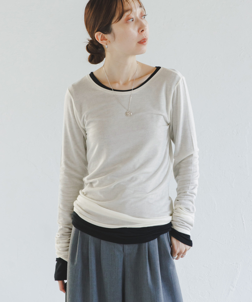 Noble(ノーブル)の「ボタンディテールシアーTOPS(Tシャツ/カットソー・レディース・ホワイト/ブラック・FREE)」の19枚目の写真