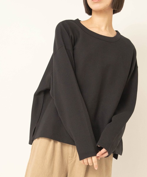 RNA-N(アールエヌエーエヌ)の「M2711 Wフェイスタックボーダープルオーバー(Tシャツ/カットソー・レディース・ブラック/グリーン/グレイッシュベージュ・FREE)」の2枚目の写真