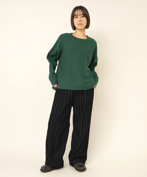 RNA-N(アールエヌエーエヌ)の「M2711 Wフェイスタックボーダープルオーバー(Tシャツ/カットソー・レディース・ブラック/グリーン/グレイッシュベージュ・FREE)」の11枚目の写真