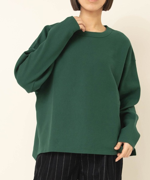 RNA-N(アールエヌエーエヌ)の「M2711 Wフェイスタックボーダープルオーバー(Tシャツ/カットソー・レディース・ブラック/グリーン/グレイッシュベージュ・FREE)」の4枚目の写真