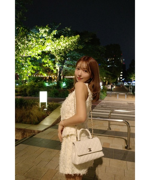 MISTREASS(ミストレアス)の「Shaggy Jaguard Gilet & Pants(セットアップ・レディース・ホワイト/ピンク・FREE)」の1枚目の写真