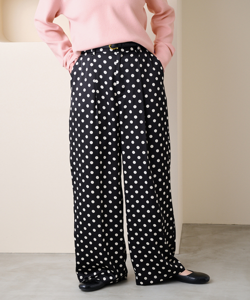 B.C STOCK(ベーセーストック)の「【ZOZO先行販売】手洗い可 / Gleamy / グリーミー ドットパンツ(スラックス・レディース・ブラック/ホワイト・FREE)」の5枚目の写真