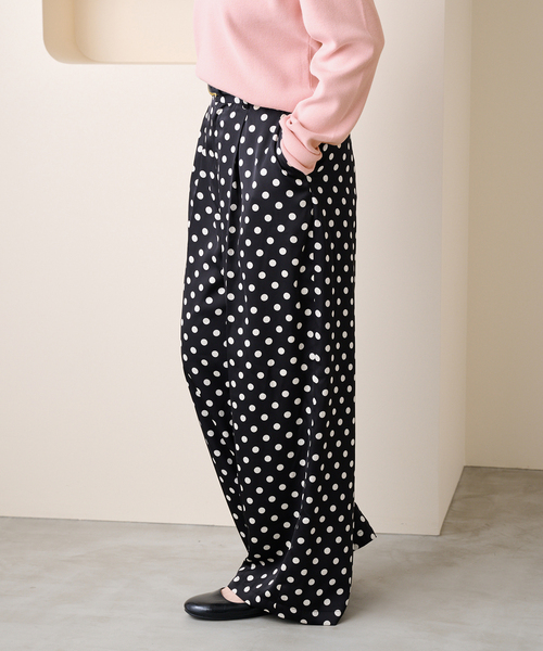B.C STOCK(ベーセーストック)の「【ZOZO先行販売】手洗い可 / Gleamy / グリーミー ドットパンツ(スラックス・レディース・ブラック/ホワイト・FREE)」の6枚目の写真