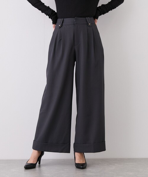 Jayro(ジャイロ)の「ボタンデザインワイドストレートパンツ(その他パンツ・レディース・ベージュ/チャコールグレー・M)」の1枚目の写真