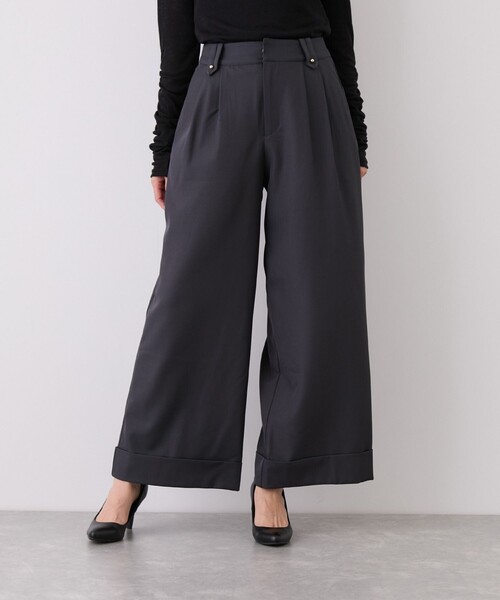 Jayro(ジャイロ)の「ボタンデザインワイドストレートパンツ(その他パンツ・レディース・ベージュ/チャコールグレー・M)」の3枚目の写真