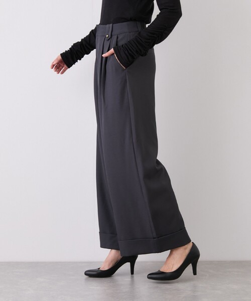 Jayro(ジャイロ)の「ボタンデザインワイドストレートパンツ(その他パンツ・レディース・ベージュ/チャコールグレー・M)」の4枚目の写真