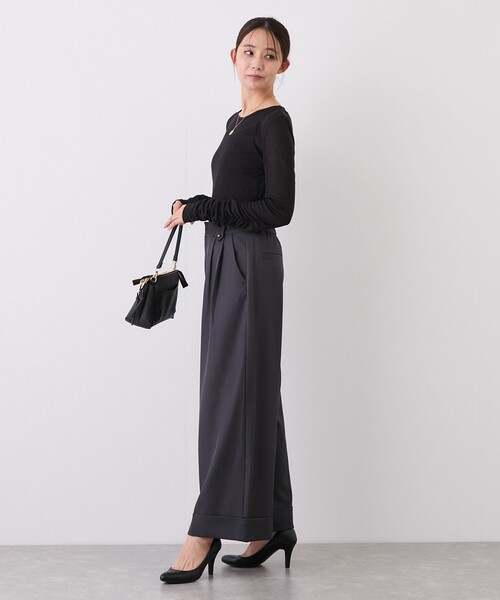 Jayro(ジャイロ)の「ボタンデザインワイドストレートパンツ(その他パンツ・レディース・ベージュ/チャコールグレー・M)」の8枚目の写真
