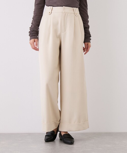 Jayro(ジャイロ)の「ボタンデザインワイドストレートパンツ(その他パンツ・レディース・ベージュ/チャコールグレー・M)」の10枚目の写真