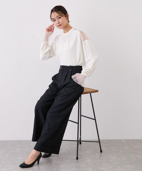 Jayro(ジャイロ)の「ボタンデザインワイドストレートパンツ(その他パンツ・レディース・ベージュ/チャコールグレー・M)」の20枚目の写真