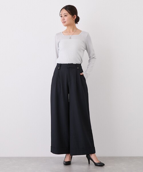 Jayro(ジャイロ)の「ボタンデザインワイドストレートパンツ(その他パンツ・レディース・ベージュ/チャコールグレー・M)」の21枚目の写真