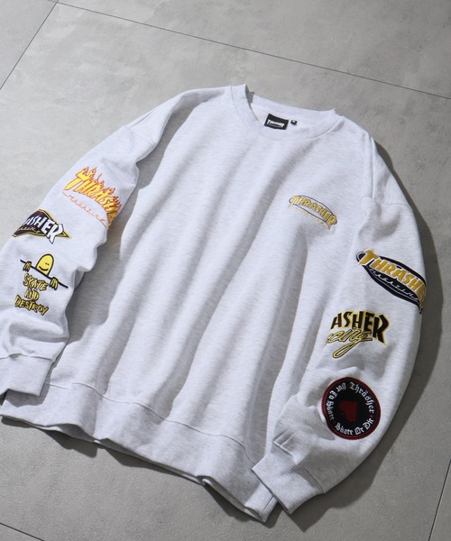 THRASHER(スラッシャー)の「【THRASHER/スラッシャー】裏起毛 アソート アートワークデザイン クルーネックスウェット(スウェット・メンズ・グレー・M)」の1枚目の写真