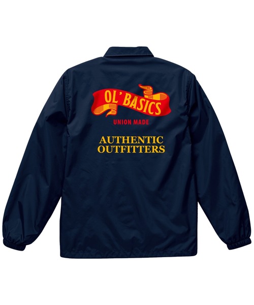 Ol' Basics(オールベーシックス)の「Ol' Basics(オール・ベーシックス) コーチジャケット フラッグ イラスト ロゴ バックプリント 裏トリコット アウター メンズ ユニセックス(ナイロンジャケット・メンズ・ネイビー/ブラック/ブラウン系/グリーン系/バーガンディー・M/L/XL)」の5枚目の写真
