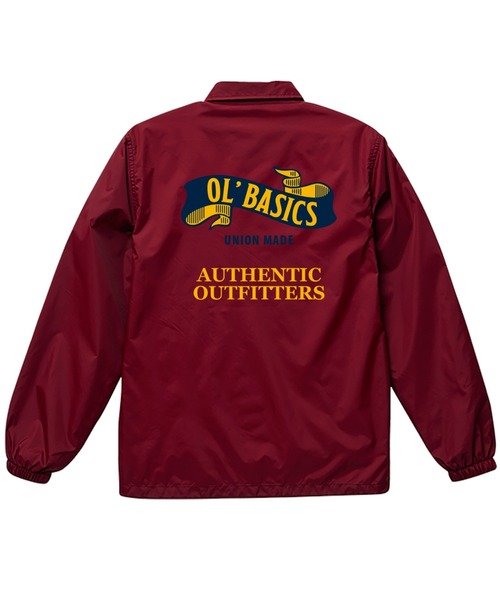 Ol' Basics(オールベーシックス)の「Ol' Basics(オール・ベーシックス) コーチジャケット フラッグ イラスト ロゴ バックプリント 裏トリコット アウター メンズ ユニセックス(ナイロンジャケット・メンズ・ネイビー/ブラック/ブラウン系/グリーン系/バーガンディー・M/L/XL)」の1枚目の写真