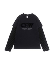 CFW モーショングラフィックレイヤードロングスリーブTシャツ（チャコール/ブラック）