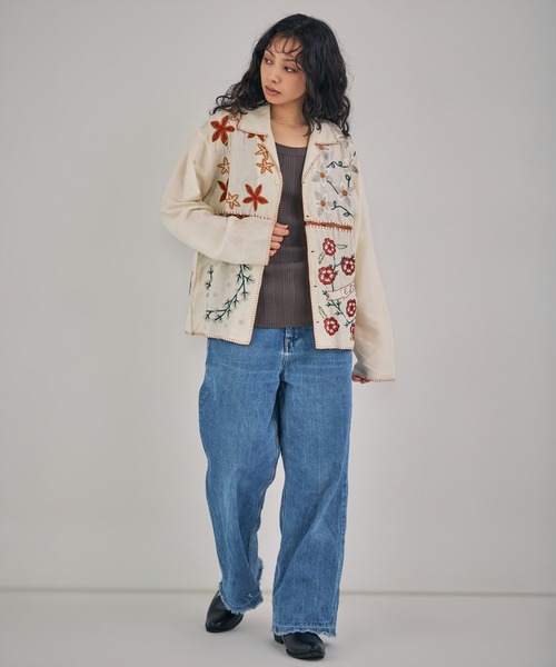LEIN(リーン)の「【MEN , WOMEN】パッチワーククロシェジョイントスラブレーヨンシャツ(シャツ/ブラウス・レディース・オフホワイト/ブラック・FREE)」の3枚目の写真