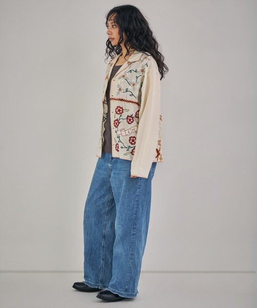 LEIN(リーン)の「【MEN , WOMEN】パッチワーククロシェジョイントスラブレーヨンシャツ(シャツ/ブラウス・レディース・オフホワイト/ブラック・FREE)」の4枚目の写真