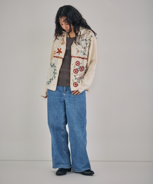 LEIN(リーン)の「【MEN , WOMEN】パッチワーククロシェジョイントスラブレーヨンシャツ(シャツ/ブラウス・レディース・オフホワイト/ブラック・FREE)」の7枚目の写真