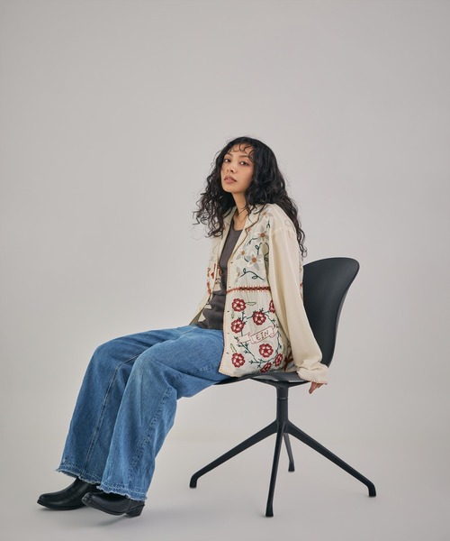 LEIN(リーン)の「【MEN , WOMEN】パッチワーククロシェジョイントスラブレーヨンシャツ(シャツ/ブラウス・レディース・オフホワイト/ブラック・FREE)」の9枚目の写真