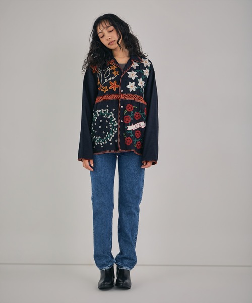 LEIN(リーン)の「【MEN , WOMEN】パッチワーククロシェジョイントスラブレーヨンシャツ(シャツ/ブラウス・レディース・オフホワイト/ブラック・FREE)」の15枚目の写真