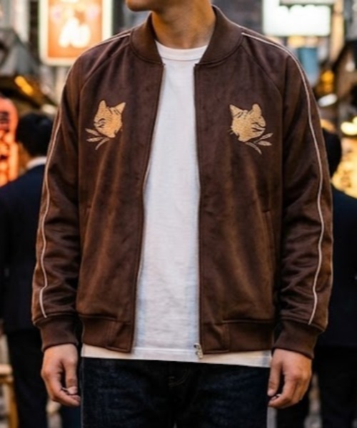 CORISCO(コリスコ)の「フェイクスエードネコスカジャン(M1)(スカジャン・メンズ・アイボリー/ブラウン/ブラック・X-LARGE/LARGE/MEDIUM)」の3枚目の写真