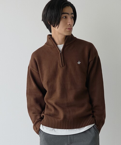 POLO BCS（ポロ ビーシーエス）の「【WEB限定】POLO BCS（ポロ・ビーシーエス）ハーフジップスタンドカラーニット（ニット/セーター・メンズ・ブラック/モカ/オレンジ/クリーム・L/XL/M）」の2枚目の写真