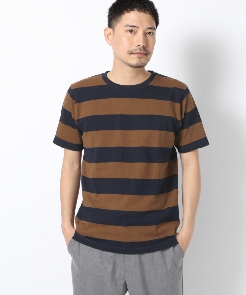 GLOBAL WORK(グローバルワーク)の「ラフインレイボーダーT半袖/711343(Tシャツ/カットソー・メンズ・ブラック/ネイビー/ベージュ/カーキ/ダークブラウン/ブルー/グレー・X-LARGE/LARGE/SMALL/MEDIUM)」の4枚目の写真