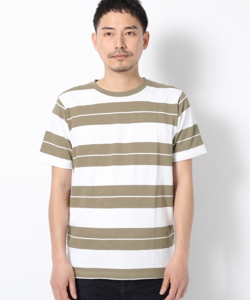 GLOBAL WORK(グローバルワーク)の「ラフインレイボーダーT半袖/711343(Tシャツ/カットソー・メンズ・ブラック/ネイビー/ベージュ/カーキ/ダークブラウン/ブルー/グレー・X-LARGE/LARGE/SMALL/MEDIUM)」の5枚目の写真