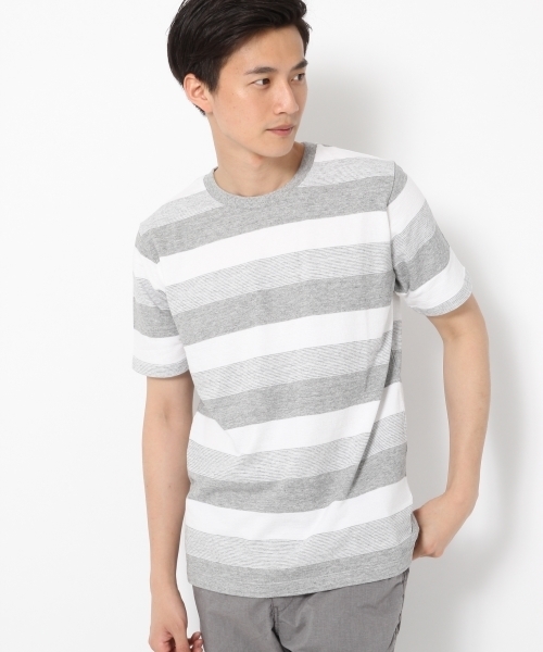 GLOBAL WORK(グローバルワーク)の「ラフインレイボーダーT半袖/711343(Tシャツ/カットソー・メンズ・ブラック/ネイビー/ベージュ/カーキ/ダークブラウン/ブルー/グレー・X-LARGE/LARGE/SMALL/MEDIUM)」の3枚目の写真