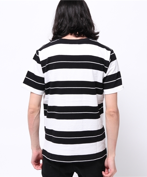 GLOBAL WORK(グローバルワーク)の「ラフインレイボーダーT半袖/711343(Tシャツ/カットソー・メンズ・ブラック/ネイビー/ベージュ/カーキ/ダークブラウン/ブルー/グレー・X-LARGE/LARGE/SMALL/MEDIUM)」の9枚目の写真