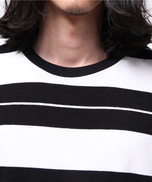 GLOBAL WORK(グローバルワーク)の「ラフインレイボーダーT半袖/711343(Tシャツ/カットソー・メンズ・ブラック/ネイビー/ベージュ/カーキ/ダークブラウン/ブルー/グレー・X-LARGE/LARGE/SMALL/MEDIUM)」の10枚目の写真