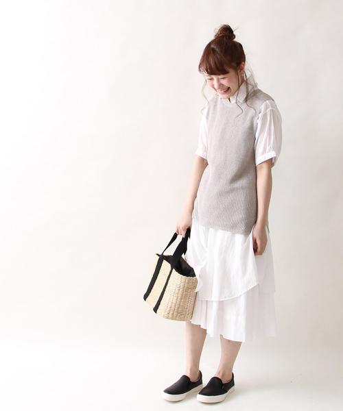 coen（コーエン）の「綿麻ニットベスト（ベスト・レディース・ライトグレー/ブラウン・LARGE/MEDIUM）」の10枚目の写真