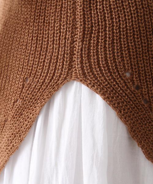 coen（コーエン）の「綿麻ニットベスト（ベスト・レディース・ライトグレー/ブラウン・LARGE/MEDIUM）」の6枚目の写真