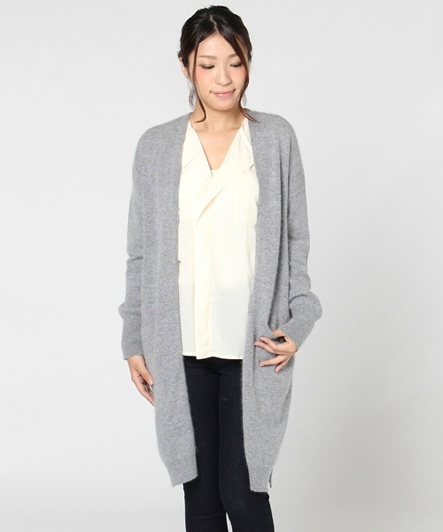 laboratory work（ラボラトリーワーク）の「フェレット混袖ボリュームロングカーデ（カーディガン/ボレロ・レディース・モカ/キャメル/杢グレー/ブラック・MEDIUM）」の5枚目の写真