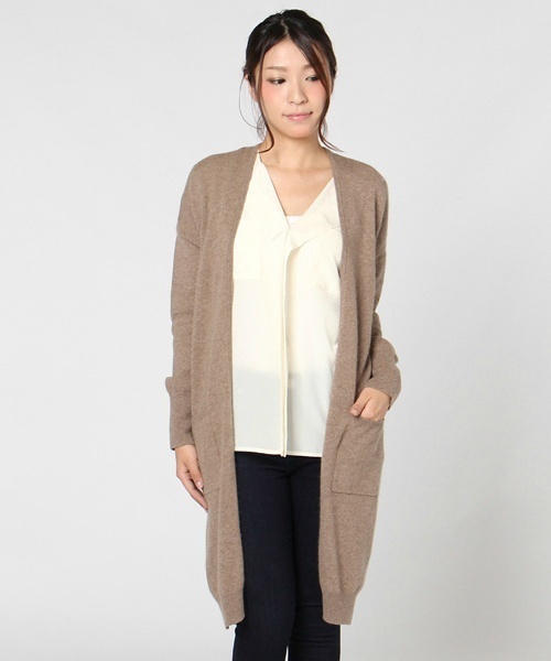 laboratory work（ラボラトリーワーク）の「フェレット混袖ボリュームロングカーデ（カーディガン/ボレロ・レディース・モカ/キャメル/杢グレー/ブラック・MEDIUM）」の15枚目の写真