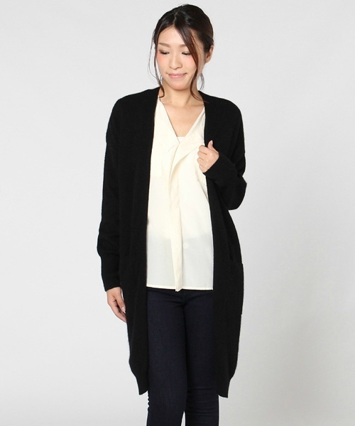 laboratory work（ラボラトリーワーク）の「フェレット混袖ボリュームロングカーデ（カーディガン/ボレロ・レディース・モカ/キャメル/杢グレー/ブラック・MEDIUM）」の16枚目の写真