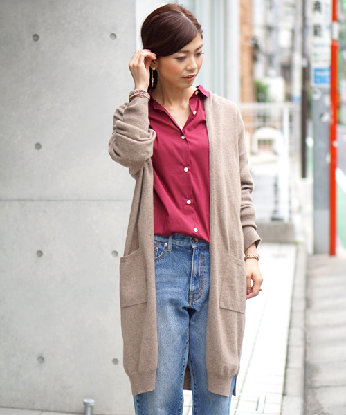 laboratory work（ラボラトリーワーク）の「フェレット混袖ボリュームロングカーデ（カーディガン/ボレロ・レディース・モカ/キャメル/杢グレー/ブラック・MEDIUM）」の17枚目の写真