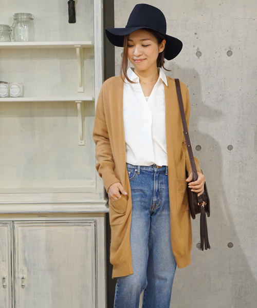 laboratory work（ラボラトリーワーク）の「フェレット混袖ボリュームロングカーデ（カーディガン/ボレロ・レディース・モカ/キャメル/杢グレー/ブラック・MEDIUM）」の18枚目の写真