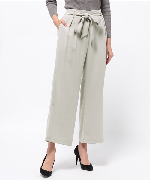 archives（アルシーヴ）の「ダブルクロスリボンワイドパンツ（その他パンツ・レディース・グレー/アイボリー/ダークブラウン・MEDIUM）」の2枚目の写真