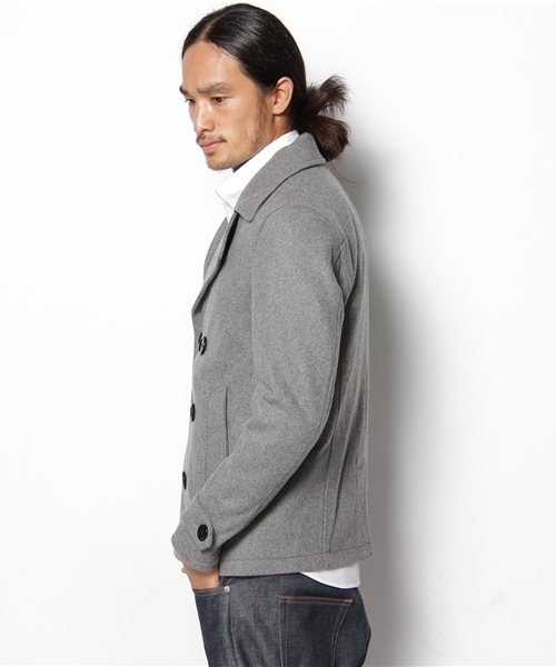 WEGO（ウィゴー）の「ベーシックメルトンPコート（ピーコート・メンズ・ブラック/ダークグレー/ライトグレー/グレイッシュベージュ/ネイビー/レッド/ワイン/ダークブラウン/ロイヤルブルー/ピンク系その他・SMALL/MEDIUM/LARGE/X-LARGE）」の12枚目の写真