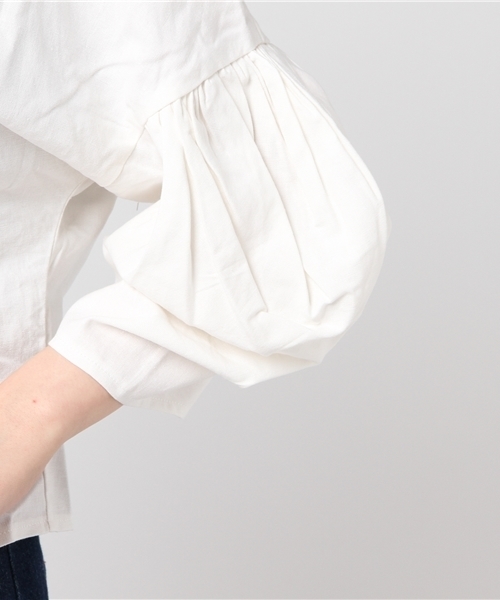 Re:EDIT（リエディ）の「綿麻マルチウェイバルーン袖ブラウス（シャツ/ブラウス・レディース・ブラック/アイボリー/カーキ/ブラウン/レッド/グリーン/ブルー/ベージュ/マスタード・LARGE/MEDIUM）」の14枚目の写真