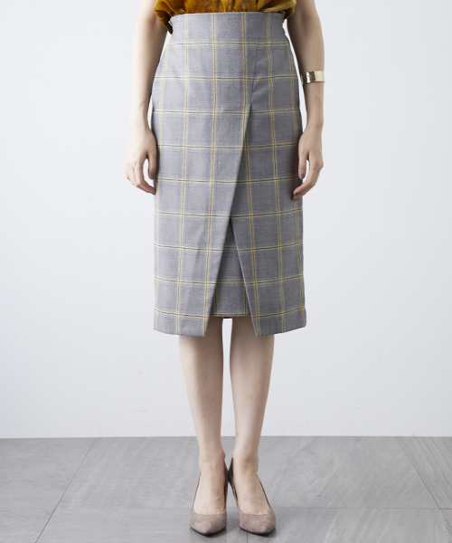 STUDIOUS(ステュディオス)の「アソートチェックミディースリットスカート(スカート・レディース・ライトグレー/ネイビー・0/1)」の10枚目の写真