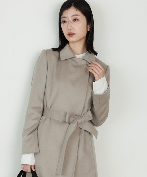 ロングカシミヤコートベルト付き（その他アウター）｜sankyo shokai