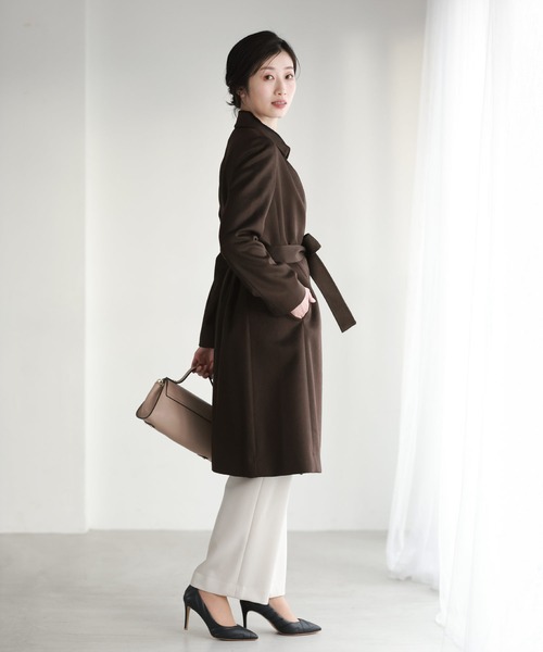 ロングカシミヤコートベルト付き（その他アウター）｜sankyo shokai