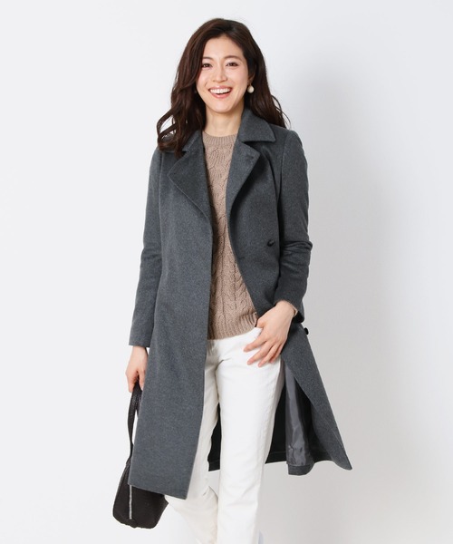 sankyo shokai(サンキョウショウカイ)の「ロングカシミヤコートベルト付き(その他アウター・レディース・ブラック/ダークグレー/キャメル/グレイッシュベージュ・11号/9号/13号/7号)」の13枚目の写真