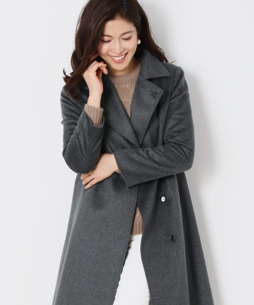 ロングカシミヤコートベルト付き（その他アウター）｜sankyo shokai