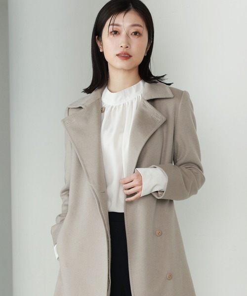 ロングカシミヤコートベルト付き（その他アウター）｜sankyo shokai