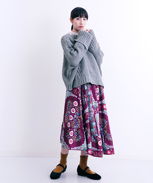 MERLOT（メルロー）の「ローゲージ模様編みニットトップス0069（ニット/セーター・レディース・ブラック/ベージュ/グレー/レッド/ブルーグリーン・FREE）」の13枚目の写真